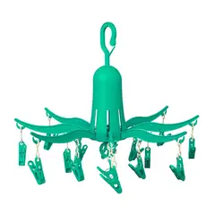 SOLUCIONES INTEGRALES - Tendedero Plástico Para Ropa Tipo Pulpo X 16 Pinzas Verde