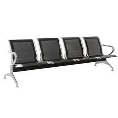 ERGONOMUS - Tandem en acero y cromo 4 puestos-Negro