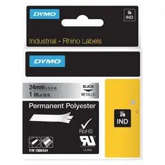 DYMO - Cinta Poliéster Negro/Metálico 24 mm 5.5M para Rotuladora Rhino 6000
