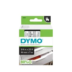 DYMO - Cinta D1 Plástico Negro/Transparente 19 mm 7M para Rotul Lm210280420