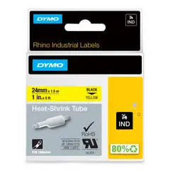DYMO - Cinta Termoencogible Negro/Amarillo 24 mm 1.5M para Rotuladora Rhino 6000