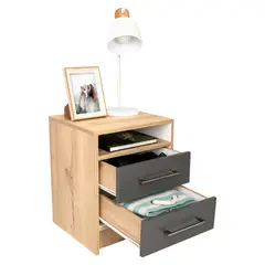RTA DESIGN - Mesa de Noche Eter 2 Cajones 50x40 Rta Duna Plomo