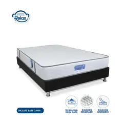 MUEBLES Y COLCHONES RELAX - Combo Colchón Doble 140x190cm Resortado Esential Nap + Base Cama Completa