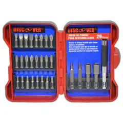 DISCOVER - Juego de 29 Puntas Cr Vanadio con Extensión y Guía para Ajuste Recto