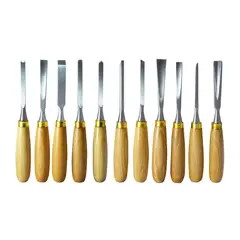 DISCOVER - Juego de Gubias 12 Piezas Acero Mango de Madera