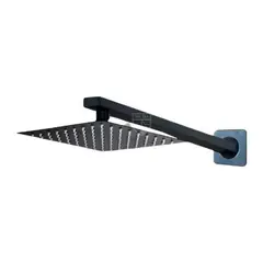 HICASA - Set Ducha Cuadrada 20 cm Con Brazo de Ducha 40 cm En Negro