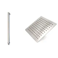 HICASA - Set Ducha Cuadrada 25 Cm Con Brazo De Ducha 40 Cm En Cromado