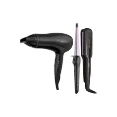 REMINGTON - Combo Plancha de cabello + Secador de cabello + Ondulador de cabello S5520-D3015