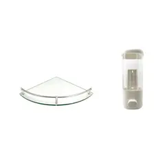 CCOL - Esquinero En Vidrio 25cm + Dispensador De Jabon Liquido Blanco