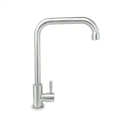 CCOL - Griferia Lavaplatos O Lavamanos Agua Fria Acero Inoxidable Cuello En L