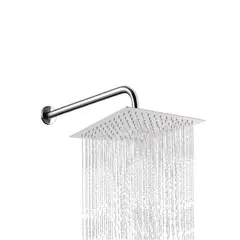 CCOL - Kit Ducha Cuadrada 20Cmx20Cm Cromo Brillante+Brazo Metálico 40Cm A Muro Cromo Brillante