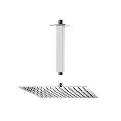 CCOL - Combo Ducha Cuadrada De 25 Cm Cromado Acero Inox. + Brazo De Techo Cuadrado 15Cm Para Ducha