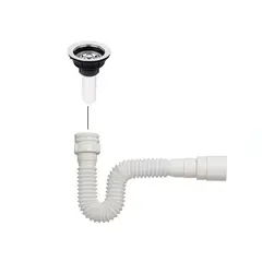 CCOL - Kit Canastilla Para Lavaplatos + Sifon Flexible En Pvc