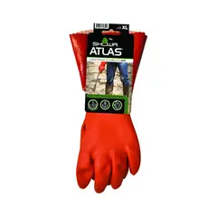 ATLAS - Guantes de Trabajo Showa XL Naranja en PVC con Puño Tipo Guantelete