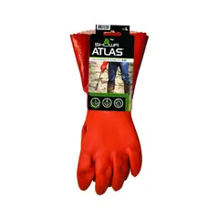 ATLAS - Guantes de Trabajo Showa L Naranja en PVC con Puño Tipo Guantelete