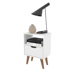 2020 HOME - Mesa de Noche Minimalista Essen en MDP color Blanco