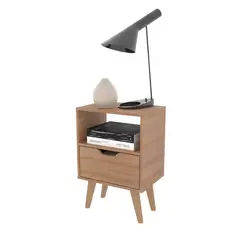 2020 HOME - Mesa de Noche Minimalista Essen en MDP color Almendra