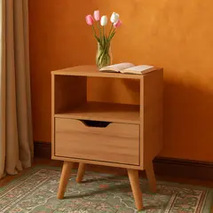 2020 HOME - Mesa de Noche Minimalista Essen en Mdp Color Almendra