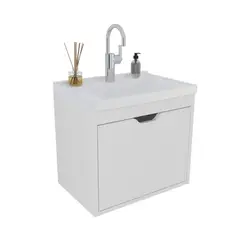 MUEBLES 2020 - Mueble de Baño con Lavamanos Graz Blanco 44.6x38.4x30.3 cm en Mármol Sintético y MDP