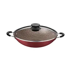 TRAMONTINA - Wok Paris Antiadherente con Tapa de Vidrio de 32 cm