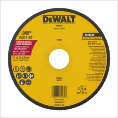 DEWALT - Disco Abrasivo Corte Metal 4 1/2 X 0.045 Pulgadas Ref DW8062