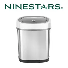 NINESTARS - Papelera Automática con Sensor en Acero Inoxidable 12lt Plateada