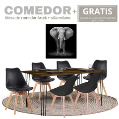 EKONOMODO COLOMBIA - Comedor Artek 160X90 +6 Sillas Neg Gratis Cuadro 70X50