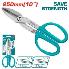 TOTAL TOOLS - Tijera para Corte de Metal 10 Pulgadas Espesor Máximo 0.8 mm Acero Carb 0.6 mm Inox