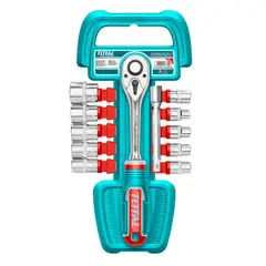 TOTAL TOOLS - Juego de Copas Hexagonales 1/2 Pulgada y Ratchet 12 Piezas