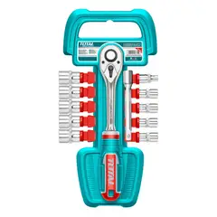 TOTAL TOOLS - Juego Copas 1/4" 5-14mm Ratchet + Extencion 4"