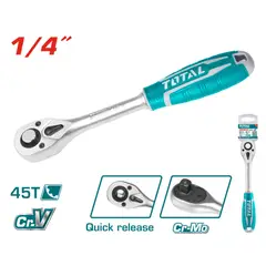 TOTAL TOOLS - Ratchet Con Mango 1/4" 45t Largo 158mm