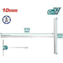 TOTAL TOOLS - Llave Copa En T 200x310mm / 10mm Cr-V