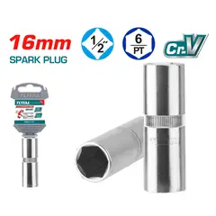 TOTAL TOOLS - Copa Para Bujia Hex. Cuadrante 1/2" 16mm Cromado