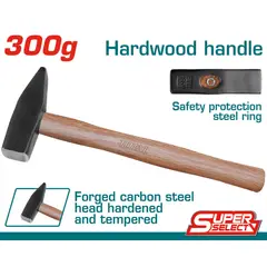 TOTAL TOOLS - Martillo con Piqueta Mango de Madera 300 g