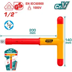TOTAL TOOLS - Llave Aislada 1000V Cromo Vanadio Mango En "T" 1/2 Pulgada