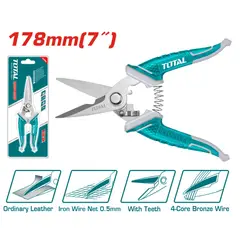 TOTAL TOOLS - Tijera de Electricista Acero Inoxidable 178 mm 7 Pulgadas