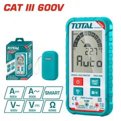 TOTAL TOOLS - Multímetro Digital RMS AC/DC 600V 0.6 Amp Trabajo Profesional en Estuche