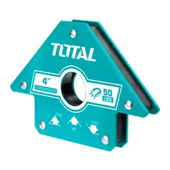 TOTAL TOOLS - Escuadra Magnética de Acero 45° 90° y 135° Fuerza de Tiro 50 Libras 4"