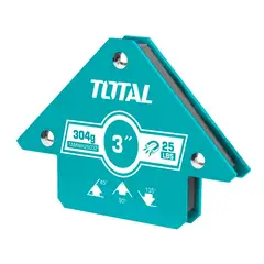 TOTAL TOOLS - Escuadra Magnética de Acero 45° 90° y 135° Fuerza de Tiro 25 Libras 3"