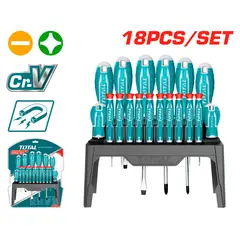 TOTAL TOOLS - Juego 18 Destornilladores Crv Ph/Torx/Planos