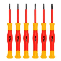 TOTAL TOOLS - Juego 6 Destornilladores de Precisión Phillips y Planos Aislados 1000V