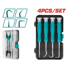 TOTAL TOOLS - Juego de 4 Ganchos de Punta para Remover Sellos en Caja Plástica