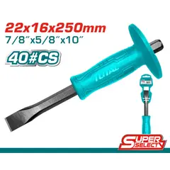 TOTAL TOOLS - Cincel Plano de Acero #45 10 Pulg X 22 mm con Mango de Goma