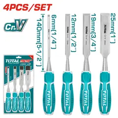 TOTAL TOOLS - Juego De 4 Formones Para Madera 6-12-19-25mm