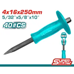 TOTAL TOOLS - Cincel de Punta Acero #45 10 Pulg X 4 mm con Mango de Goma