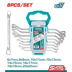TOTAL TOOLS - Juego 8 Llaves Combinadas Acodadas 6 - 22 mm