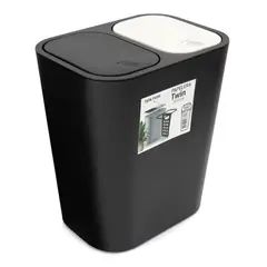 ENERGY PLUS - Cesto De Basura 2 Compartimientos Sistema Push 20L Negro