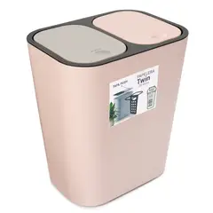 ENERGY PLUS - Cesto De Basura 2 Compartimientos Sistema Push 20L Palo Rosa