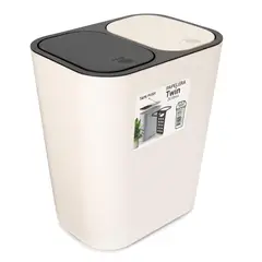 ENERGY PLUS - Cesto de Basura 2 Compartimientos Sistema Push 20l Blanco