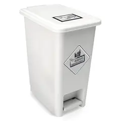 ENERGY PLUS - Caneca de Reciclaje Plástica Blanca Con Pedal 12 Lts